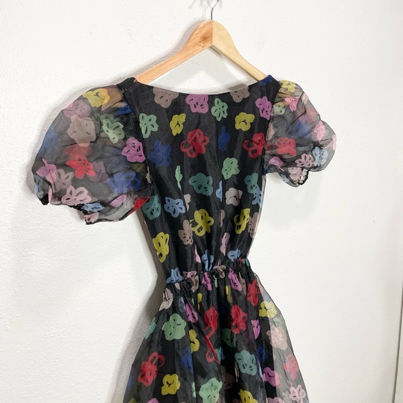 STAUD Penelope Organza Maxi Dress In Rainbow Bloom Black 4 - Picture 8 of 14